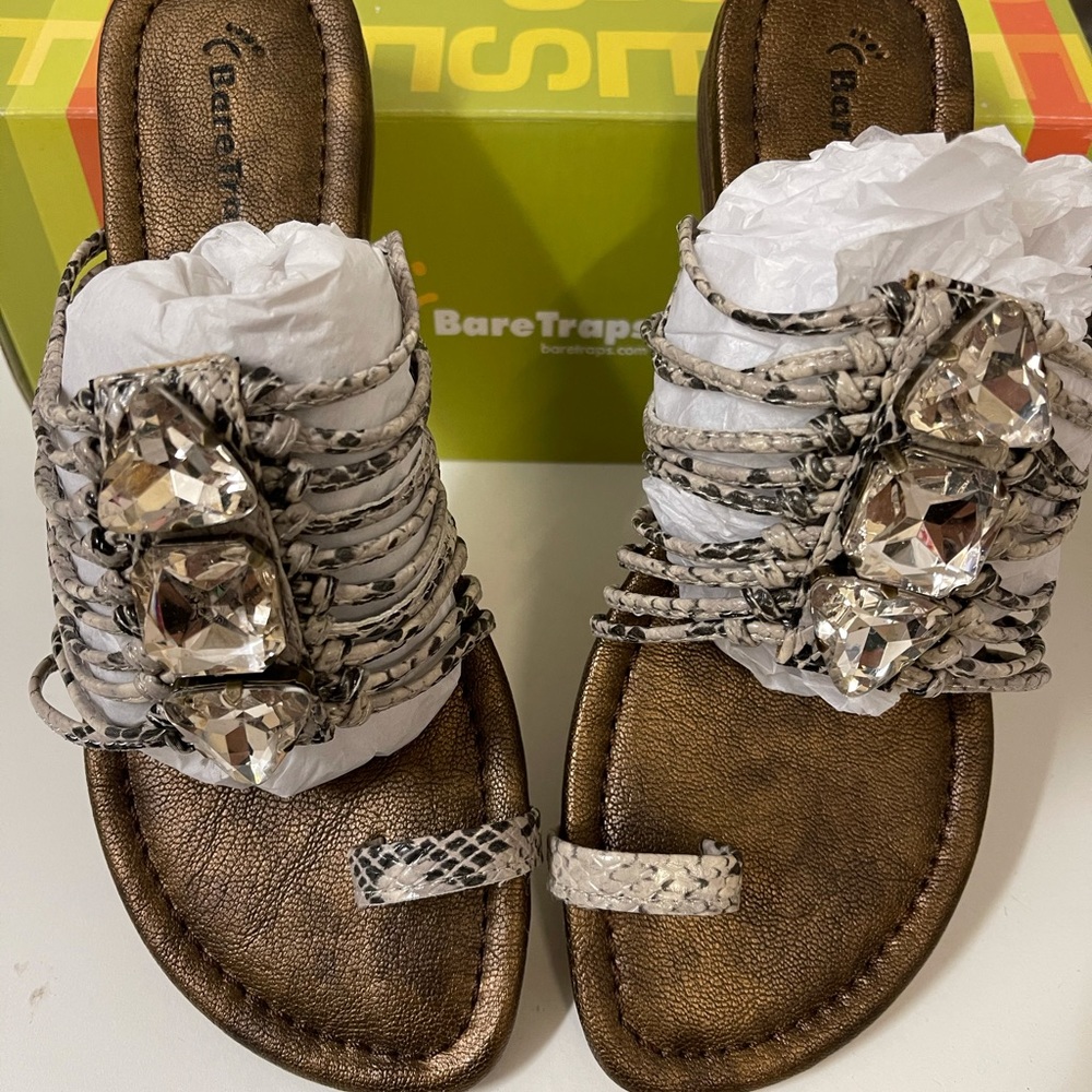 Baretraps Jewel and snake print sandals